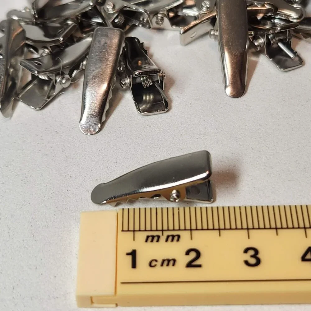 100 Silver Metal Small Prong Alligator Hair Clips 24mm with Teeth Bow Crafting S